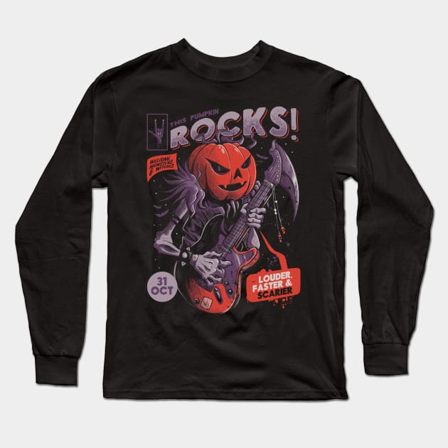 Rock Pumpkin Long Sleeve T-Shirt by eduely